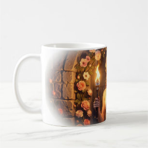 Tasse d'art avec portrait de princesse à la rose e