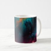 Tasse d'art cosmique nébuleuse sarcelle et orange (Devant droit)