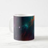 Tasse d'art cosmique nébuleuse sarcelle et orange (Devant gauche)