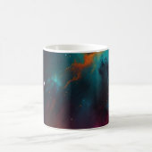 Tasse d'art cosmique nébuleuse sarcelle et orange (Centre)
