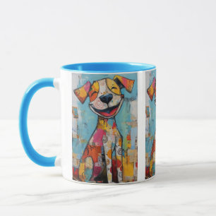 Tasse d'art cubiste colorée Jack Russell Terrier