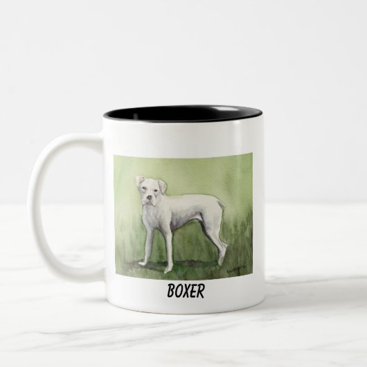 Tasse d'art de chien "de boxeur blanc" (Gauche)