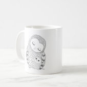 Tasse d'art de hibou de dessin d'encre de maman et (Devant gauche)