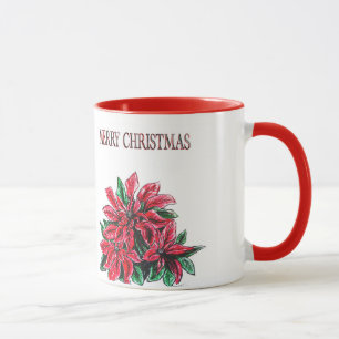 TASSE D'ART DE JOYEUX NOËL DE POINSETTIA