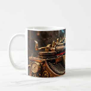 Tasse d'art de machine à écrire vintage IA Steampu