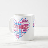 Tasse d'art de mot de coeur de mère (Devant gauche)