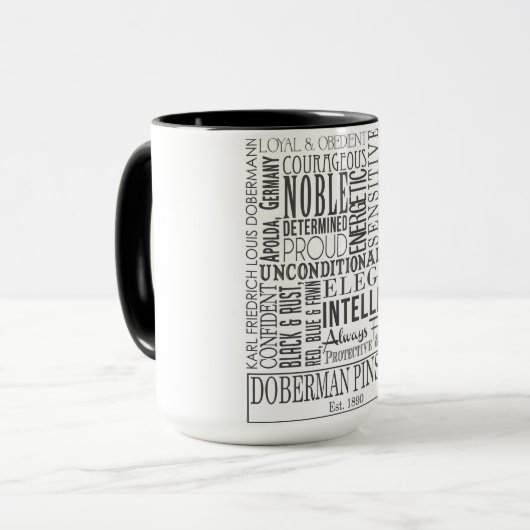 Tasse d'art de mot de dobermann (Devant gauche)