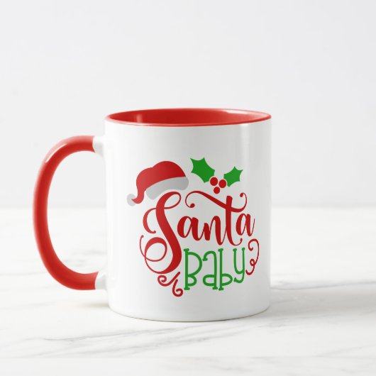 Tasse d'art de mot de Noël de bébé de Père Noël (Gauche)