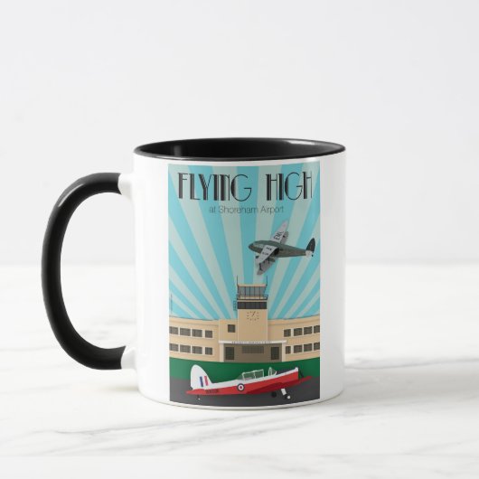 Tasse d'art déco avec l'aéroport et la tamia de (Gauche)