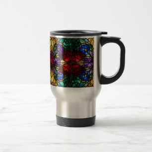 Tasse d'art en verre teinté floral de tons de bijo