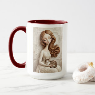 Tasse d'art féerique de chat de Noël fantaisiste e