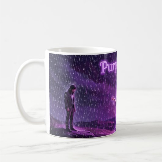 Tasse d'art Orage Violet Clair de Lune Pluie Viole (Gauche)