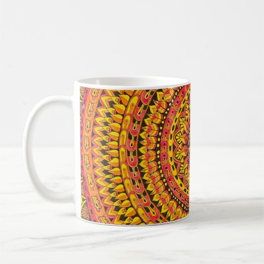 Tasse d'art originale mandala couleur orange (Gauche)