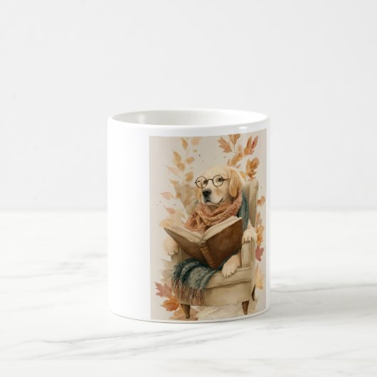 Tasse d'automne pour chien lisant (Centre)