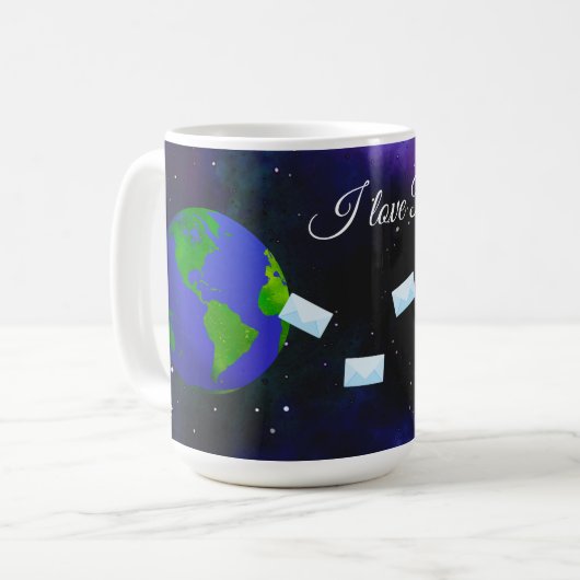 Tasse de 15 oz. J'adore Postcrossing ll (Devant gauche)