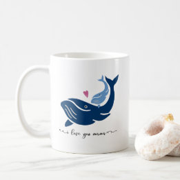 Tasse de baleine, je t'aime maman, tasse de café