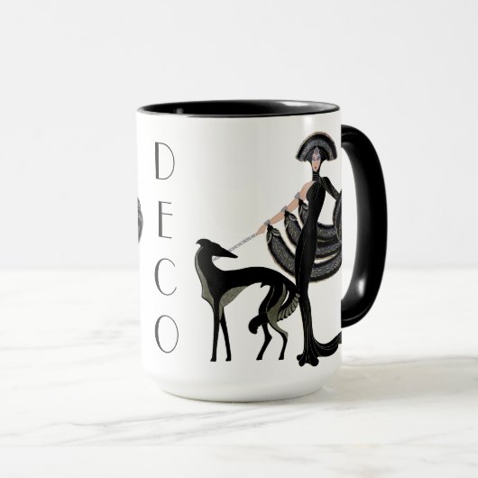Tasse de barzoï d'art déco (Devant droit)