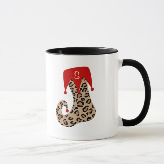 Tasse de bas de léopard de monogramme de Noël (Droite)