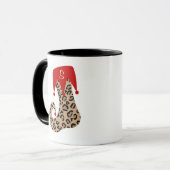 Tasse de bas de léopard de monogramme de Noël (Devant gauche)