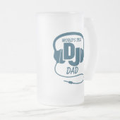 Tasse de bière bleue du meilleur papa du DJ du (Devant droit)