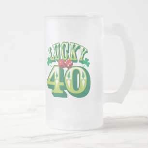 Tasse de bière chanceuse 40 en verre