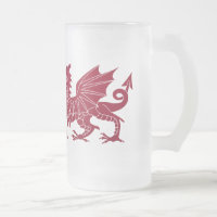 Tasse de bière en verre de dragon médiéval rouge