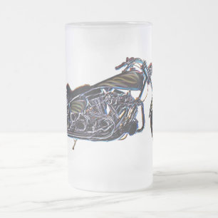 Tasse de bière V-jumelle au néon de moto
