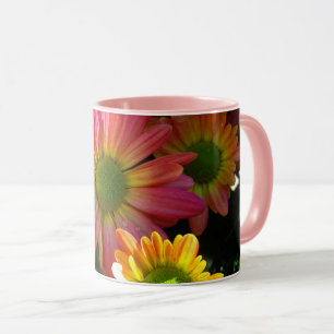 Tasse de boisson Fleurs d'automne rose et jaune