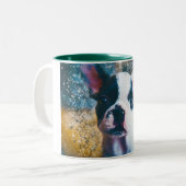 Tasse de bouledogue français avec le vert (Devant gauche)