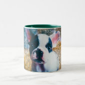 Tasse de bouledogue français avec le vert (Centre)