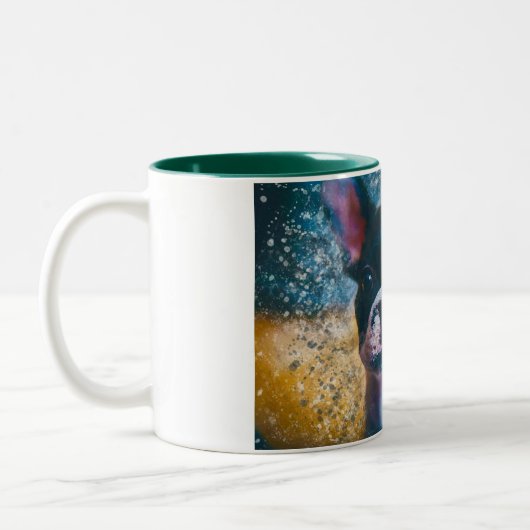 Tasse de bouledogue français avec le vert (Gauche)