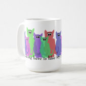 Tasse de bureau ; travail ici comme vivre en (Devant gauche)