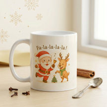 Tasse de cacao de Noël avec Père Noël dansant drôl