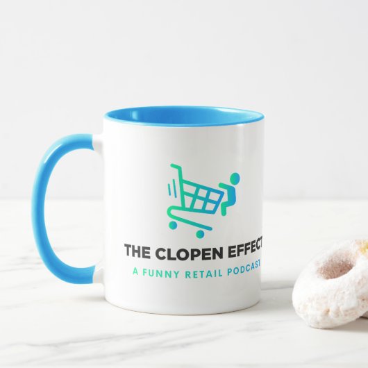 Tasse de café à deux tons avec logo noir - The Clo (Avec donut)