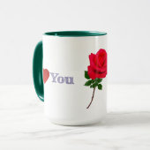Tasse de café à deux tons avec une seule rose roug (Devant gauche)