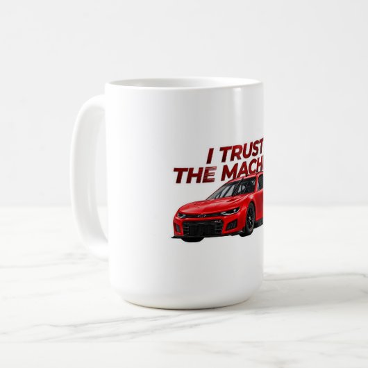 Tasse de café à graphisme de course | Je fais conf (Devant gauche)