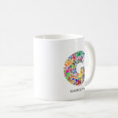 Tasse de café à monogramme de fleur d'alphabet per (Devant droit)