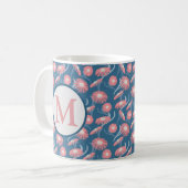 Tasse de café à monogramme Fleurs roses pour maman (Devant gauche)