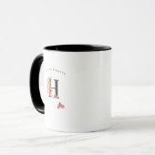 Tasse de café à monogramme floral aquarelle coccin (Devant gauche)