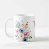 Tasse de café à monogramme floral aquarelle Lettre (Gauche)