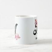 Tasse de café à monogramme floral lettre initiale (Centre)