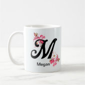 Tasse de café à monogramme floral lettre initiale (Gauche)
