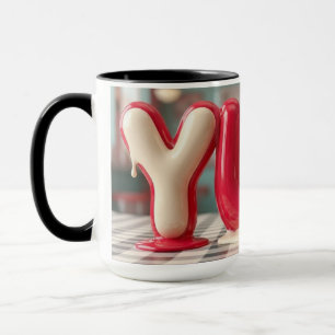 Tasse de café à monogramme lettre Y rouge brillant