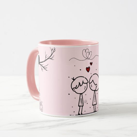 Tasse de café à monogramme pour la Saint-Valentin (Devant gauche)