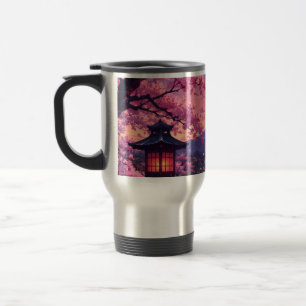 Tasse de café à motif de cerisier en fleur de styl