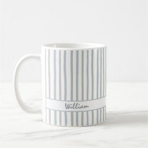 Tasse de café à motif rayures et nom personnalisé