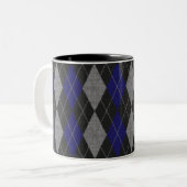 Tasse de café à motifs de losanges bleue (Devant gauche)