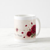 Tasse de café à notes d'amour de rose rouge romant (Devant droit)