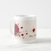 Tasse de café à notes d'amour de rose rouge romant (Devant gauche)