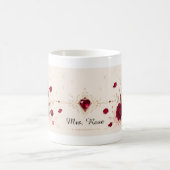 Tasse de café à notes d'amour de rose rouge romant (Centre)